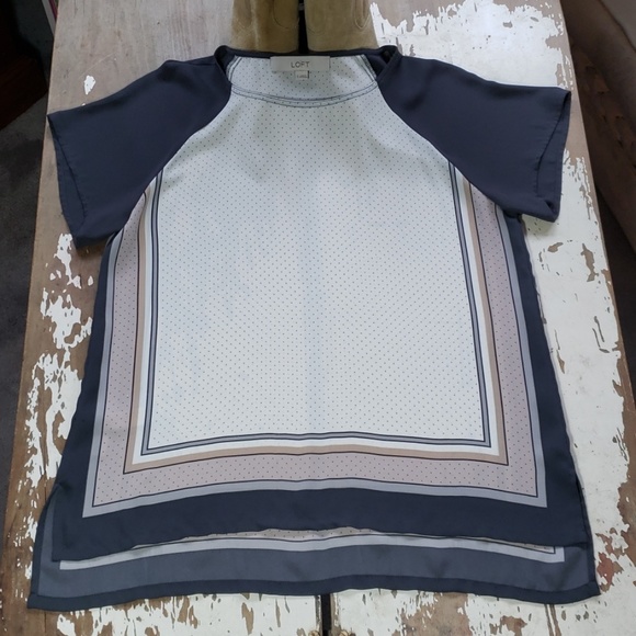 LOFT Tops - LOFT Silky Feel Tiny Dots & Scarf Frame Blouse